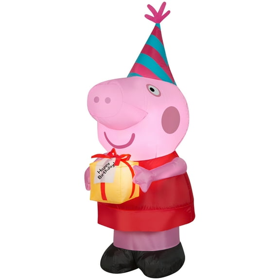 Gemmy Airblown Inflatable Birthday Party Peppa Pig, 3.5 ft Tall, Pink