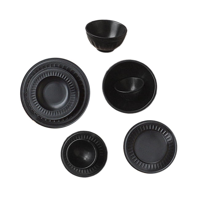 Accesorios de Cocina de Muñecas en Miniatura Sunnimix plato de cocina de casa de muñecas 8 Uds. Negro