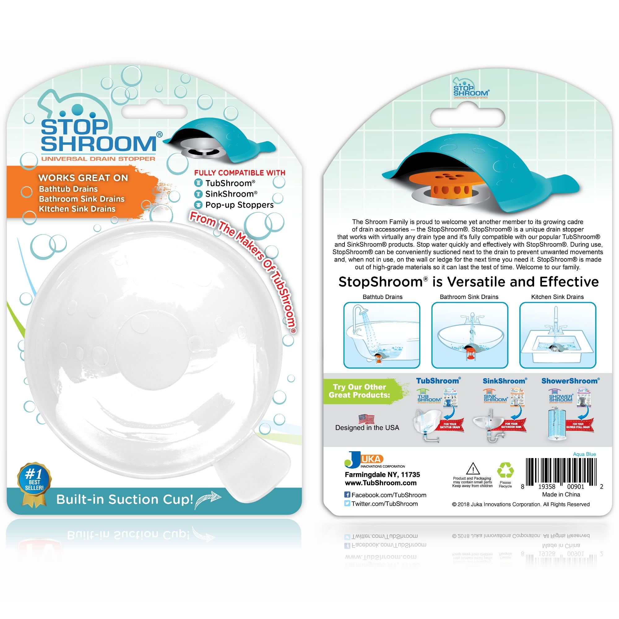 StopShroom® Universal Stopper Cover for Bathtub & Bathroom Drains by TubShroom 