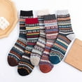 thumbnail image 2 of Honeeladyy Gifts Winter Warm,5Pairs Women Warm Winter Socks Retro Print Thick Knit Cozy Middle Tube Socks, 2 of 2