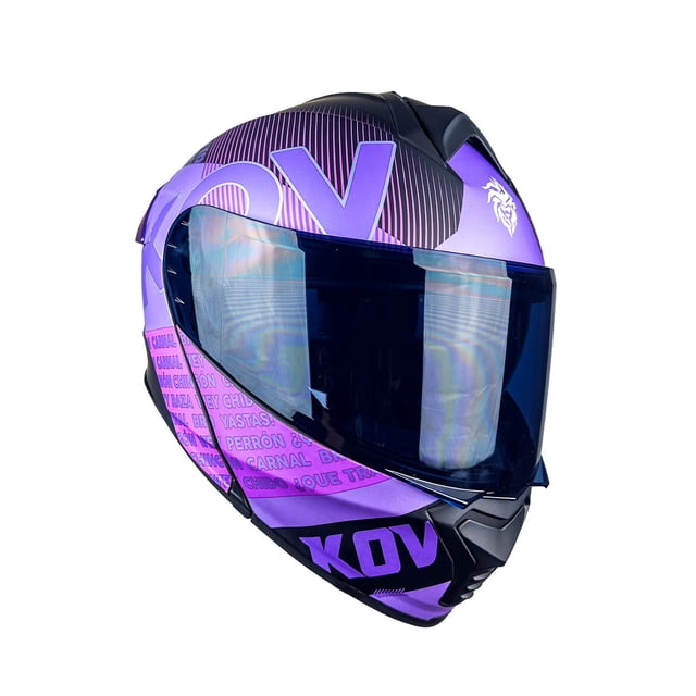 Casco Para Mujer Abatible Moto Kov Thunder Flow Morado Dot