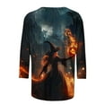 thumbnail image 3 of KIHOUT Women's Halloween Printed 3/4 Sleeve Blouse - Round Neck Casual Top with Witch Ghost Design for Fall Season Fashion & Comfort, 3 of 4