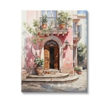 Stupell Industries European Building Doorway Travel & Places Painting Gallery Wrapped Canvas Art Print Wall Art, 24 x 30