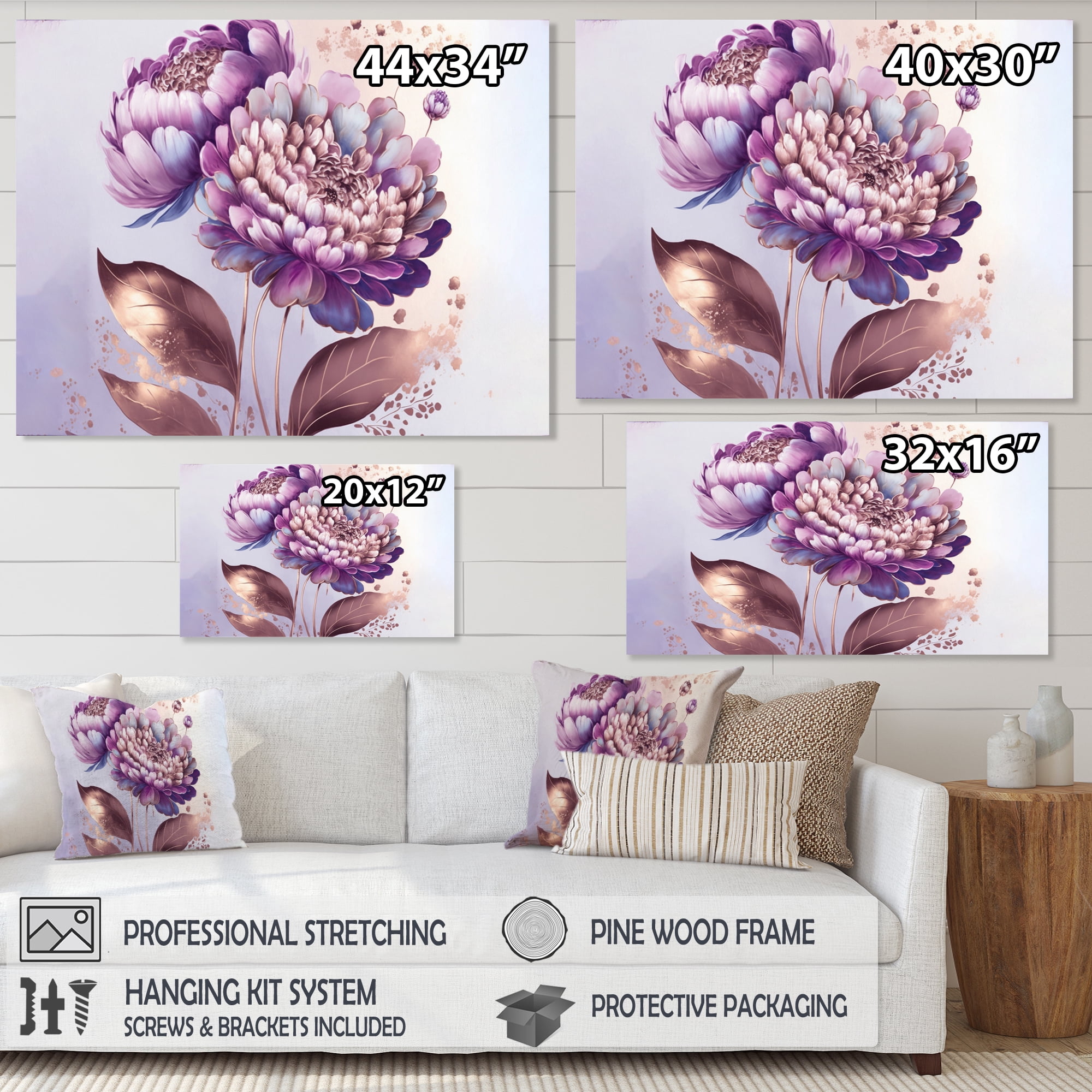 Designart Pink And Gold Zinnia Flowers II Canvas Wall Art