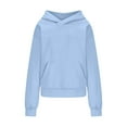 thumbnail image 3 of Charella Women's Solid Color Hoodies Oversized Hooded Sweatshirt with Pocket Light Blue,L, 3 of 5