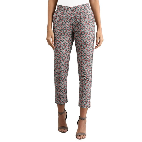 Printed Trousers - Grey-XX Large