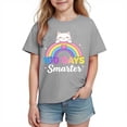 thumbnail image 3 of Kids 100 Days Smarter T-Shirt for Boys, 100th Day of School Shirt with Rainbow Cat Graphic, 100% Cotton Short Sleeve Tee, Youth Sizes 3-10 Years, Gray,Size 3 T, 3 of 8