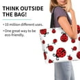 thumbnail image 2 of Pofeuu Fly Flying Ladybug Print Reusable Grocery Bags - Washable, Foldable, Packable Tote, Large Handles, Heavy Duty, Zippered Top Pouch, 2 of 8