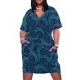 thumbnail image 1 of Navy and Teal Ocean Swirls Loose Pocket Dress Woman clothes wedding dresses for woman Female clothing, 1 of 7