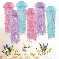 6PCS Pcs Hanging Jellyfish Paper Lanterns Under The Sea Ocean Party Decorations Jelly Fish Decor for Mermaid Beach Theme Birthday Party