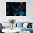 thumbnail image 3 of Mudket Blue Eyed Black Panther Night Scene Canvas Wall Art, Moody Modern Wildlife Cool Posters Print Waterproof Canvas for Man Cave Office Living Room Home Decor, Framed Ready to Hang - 12"L x 8"W, 3 of 9