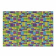 thumbnail image 1 of Cartoon Cutting Board, Colorful Plastic Construction Blocks Cube Geometric Illustration, Decorative Tempered Glass Cutting and Serving Board, Small Size, Purple Green Blue, by Ambesonne, 1 of 1