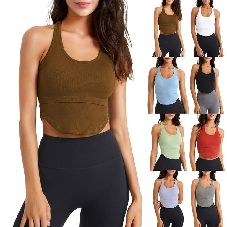 VBARHMQRT Plus Size Tank Tops with Built in Bra Workout Women s Sports Running Fitness Yoga Solid Tank Top Tanktops for Women Compression Tank Tops for Women Tummy Control Walmart