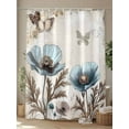 thumbnail image 4 of Shower Curtains Blur Flowers Brown Leaves Bath Curtain Vintage Floral Butterfly Waterproof Bathroom Shower Curtain Set with Hooks Decoration 36 x 72 Inches, 4 of 7