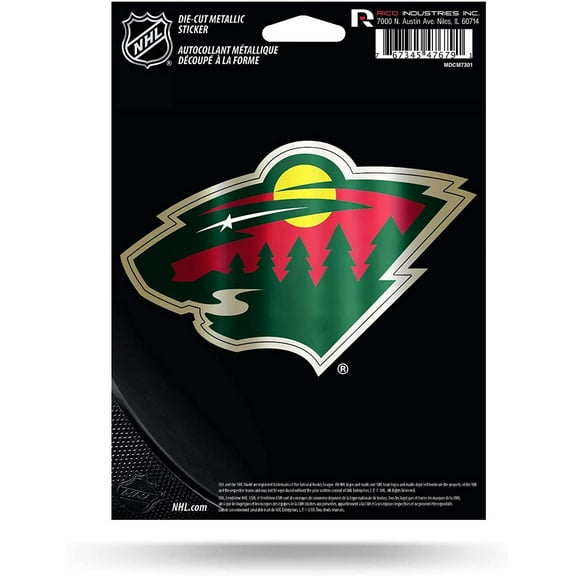 Minnesota Wild 5 Inch Die Cut Decal Sticker, Metallic Shimmer Design, Full Adhesive Backing