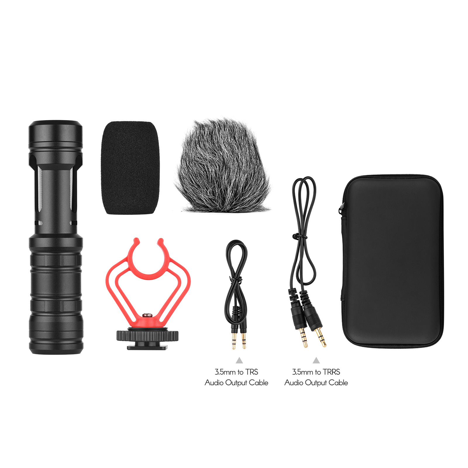 Andoer Microphone Cardioid Condenser Mic with 3.5mm Port - Mount Sponge & Furry Windshield Carrying Case Compatible with Phones for Video Recording Interview - image 2 of 7