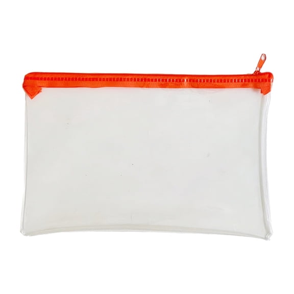 1pcs Zipper Pouch, Waterproof Zipper Bags, Plastic Travel Pouch, Orange, Multipurpose for Office Supplies and Travel Storage