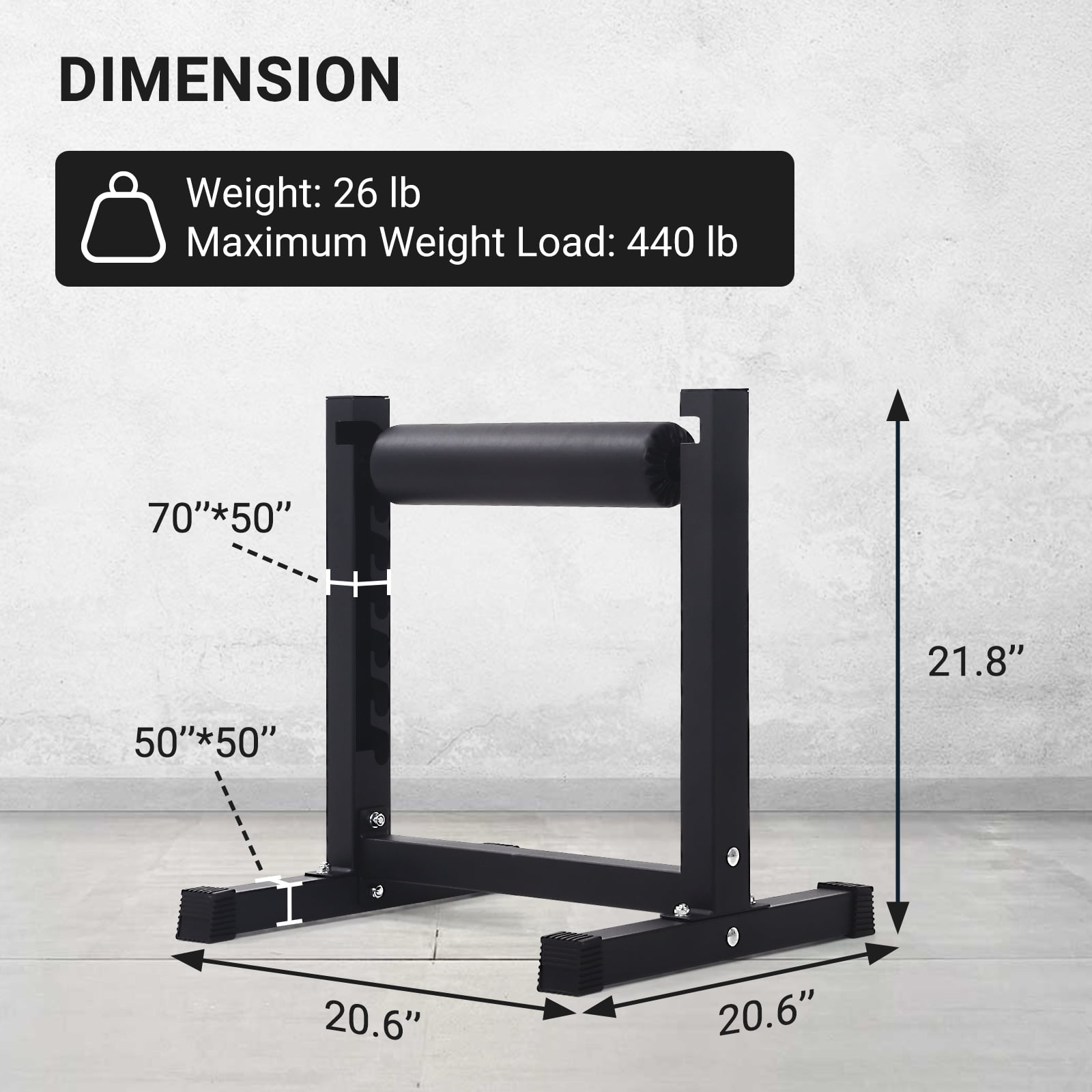 QinaQin Bulgarian Split Squat Stand, 7 Level Adjustable Single Leg Squat Rack with Wheels, 350 Lb Capacity for Home Gym