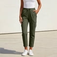 thumbnail image 6 of LVHAOGJOB Womens Cargo Pants Wide Leg with Pockets Pants Straight Leg Elastic Waist Athletic Trousers for Ladies, 6 of 6