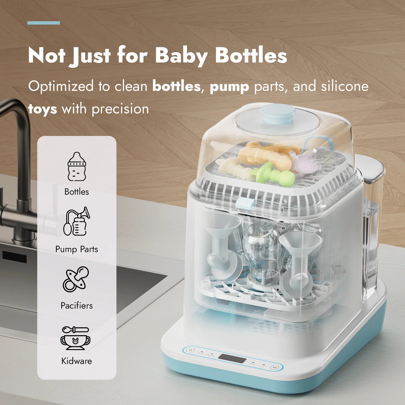 Papablic Bottle Washer Pro, 4-in-1 Baby Bottle Washer, Sterilizer & Dryer with 60 Cleaning Tablets