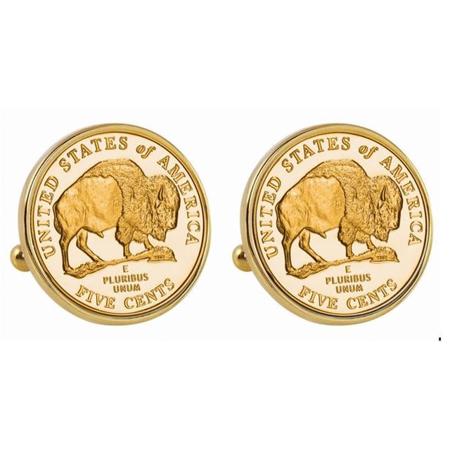 UPM Global 13568 Boutons de Manchette Bison Nickel Goldtone 2005 à Couches Dorées