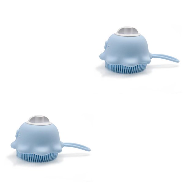 Bewildely cepillos de ducha removedor de polvo de baño depurador cepillo de limpieza herramientas de mano patrón de dibujos animados de silicona Azul 2piezas Bewildely CBP181832