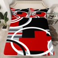 thumbnail image 2 of Erosebridal Black Red Gray Circle Bed Sheets Set Queen Size, Abstract Striped Line Bedding Sets Queen Size 4 Pieces, 2 of 7