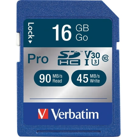 UPC: 0023942980469 | Verbatim VER98046 16GB Pro 600X SDHC Memory Card UHS-I V30 U3 Class 10 1