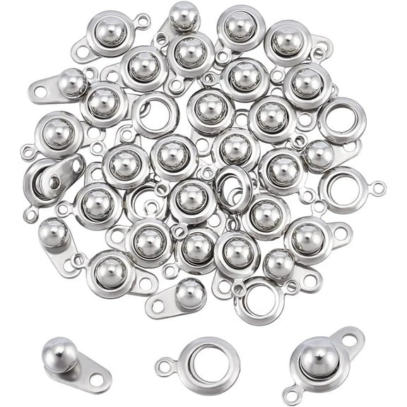 30 Sets Stainless Steel Snap Clasps Snap Button Clasps Bracelet Clasps 14.5mm Round Clasps Ball and Socket Snap Clasps Metal Jewelry Connector Clasps for DIY Necklace Making