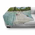thumbnail image 3 of Tropical Soft Flannel Fleece Throw Blanket, Maldives Island with Beach Wooden Deck Palms Exotic Holiday Picture, Cozy Plush for Indoor and Outdoor Use, 70" x 90", Fern Green Turquoise, by Ambesonne, 3 of 6