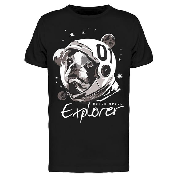 Outer Space Explorer Pug T-Shirt Men -Image by Shutterstock, Male 3X-Large