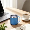 thumbnail image 4 of JHyouerji 12oz Coffee Mug,Sky Blue Double Wall Vacuum Insulated Stainless Steel Camping Coffee Mug with Handle Spill Proof Sliding Lid Outdoor Travel Thermal Cup, 4 of 6