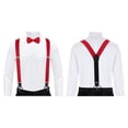 thumbnail image 5 of Jacob Alexander Men's Solid Fabric Suspenders Braces Convertible Leather Ends and Clips Y-Back - Red, 5 of 7
