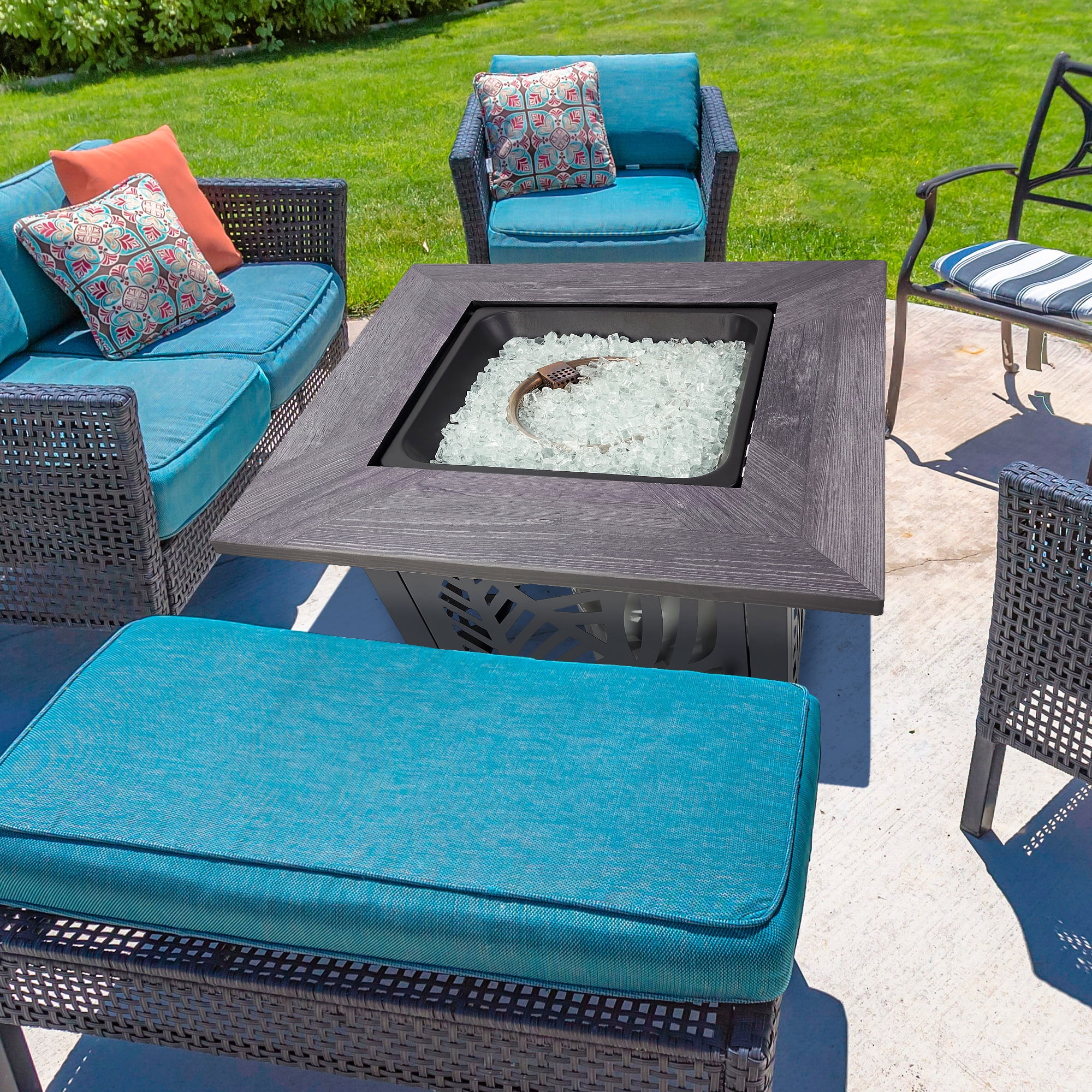 Endless Summer Lindsey 30" Square Outdoor UV Printed LP Gas Fire Pit​ Table
