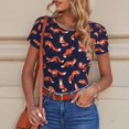 thumbnail image 4 of KLL Women 's Crew Neck Bodysuit Jumpsuits Foxes In Different Poses Print Short onesies Stretch T Shirts, 4 of 5