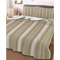 thumbnail image 3 of Quilts Queen Size, Brown Grey Striped Soft Comforter Bedding Set for Bed, Farmhouse Stripes Modern Abstract Art Lightweight Quilted Bedspread with Pillow Cover(2 Pieces) for All Season, 90x96 Inch, 3 of 9