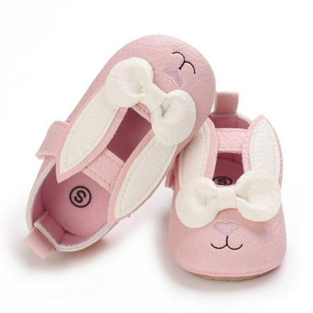 

PROMOTION SALES!Baby Girls Mary Jane Shoes Infant Non-Slip Soft Sole Cute Bunny Prewalkers PU Leather Newborn Princess Wedding First Walkers 0-18M
