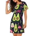 thumbnail image 2 of Fotbe Avocado Love Bata de Dormir para Mujer con Estampado, Camisón de Algodón de Manga Corta, Ropa de Dormir Casual, 2 of 6
