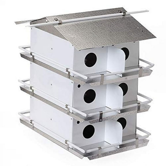 Birds Choice PMC12 Purple Martin Bird House Coates Round Entrance Holes, 3 Floor 12 Room - Unassembled