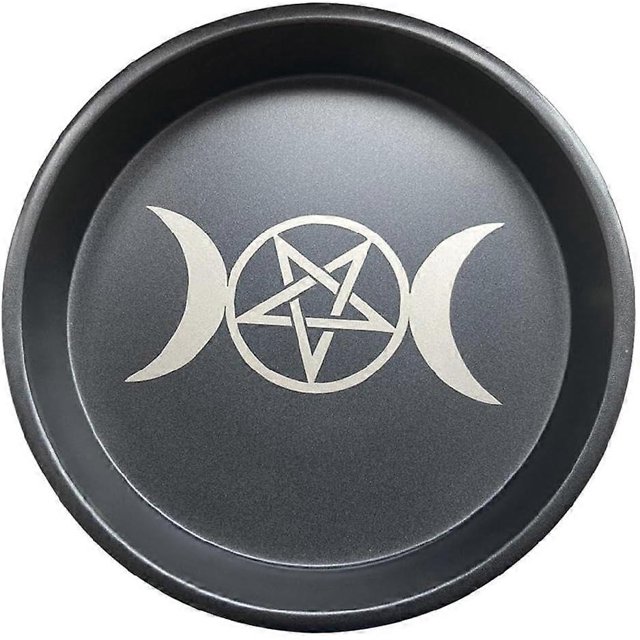 KAIYANG Candelabro de mesa con plato de metal, portavelas decorativo, bandeja de almacenamiento, accesorio de adivinación, organizador de astrología, luna y estrellas