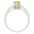 thumbnail image 4 of 1.465 ct Round Cut Simulated Yellow Diamond Solitaire with Simulated Diamond Accents 18K White Gold Womens Engagement Ring, 4 of 5
