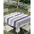 thumbnail image 2 of Outdoor Tablecloth with Umbrella Hole, Purple Grey Striped Spillproof Waterproof Outdoor Table Cover, Minimalist Farmhouse Stripe Patio Tablecloths for Party/Garden/Picnic, Square 60"x60", 2 of 9