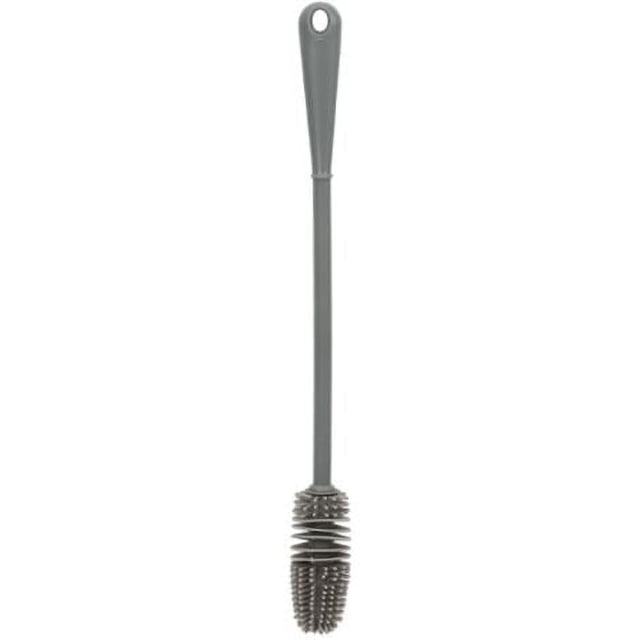 Cepillo de limpieza con mango largo, cepillo para botellas de silicona, herramienta de limpieza de grietas para el hogar, tetera, taza de agua, taza aislante, artefacto gris puro, 33,5*4cm