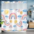 thumbnail image 6 of No Hook Cute Rainbow Sun Shower Curtain with Snap in Liner Set, Rainy Simple Drawing Waterproof Fabric Bathroom Curtains with See Through Top Window, Hotel Style Modern 66 x 72 Inch, 6 of 9