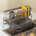 thumbnail image 4 of Sponge Holder Sink Drain Rack with Rag Pole Drain Tray for Kitchen Organization, 4 of 8