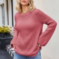 thumbnail image 5 of Lovskoo 2024 Sweaters for Women Long Sleeve Solid Round Neck Trendy Knitwear Loose Pullover Sweater Red, 5 of 7
