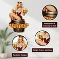thumbnail image 3 of Cartel de chapa metálica vintage con diseño de mujer pin-up, 9,5 x 15 pulgadas, divertido, retro, para bares, cuevas de hombres, restaurantes, cerveza, mujer, saludos, arte de pared, placa decorativa., 3 of 9