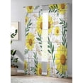 thumbnail image 4 of Sheer Curtains 84 Inches Long 2 Panels Set for Living Room, Yellow Daisy Semi Sheer Curtains for Windows, Farmhouse Country Flower Leaf Plant Wood Grain Voile Window Treatments Rod Pocket Curtain, 4 of 7