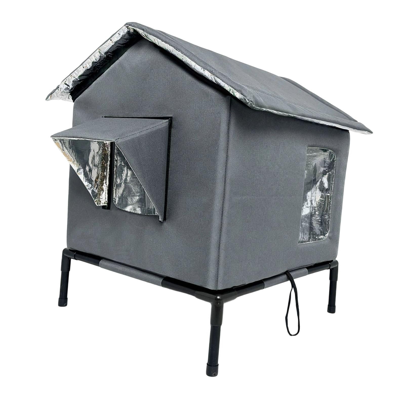 EHJRE Outdoor Cat House Feral Shelter Insulated Waterproof Tent Windproof Portable Kitty Enclosure with Oxford Cloth And Aluminum Foil for Community Porch G L