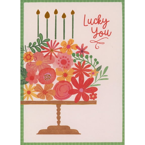 Designer Greetings Birthday Cake Made of Flowers: Lucky You St. Patrick's Day Birthday Card
